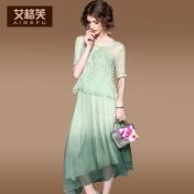 AIGEFU Retro Look Silk Summer Dress  2017