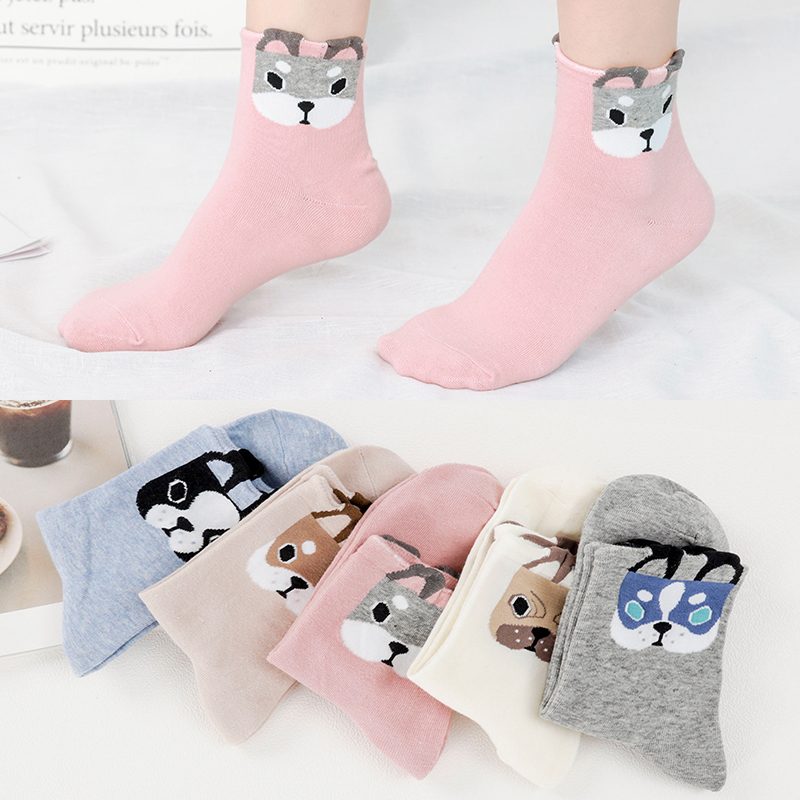 Cartoon breathable female summer socks female cotton tube socks Korean version of the wild spring and autumn college win