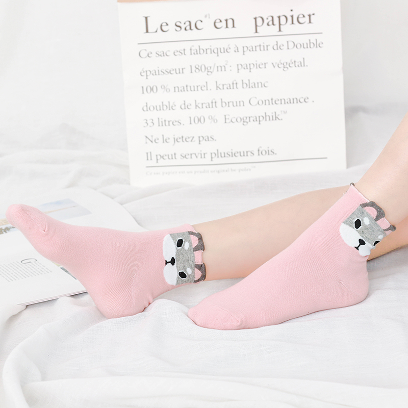 Cartoon breathable female summer socks female cotton tube socks Korean version of the wild spring and autumn college win