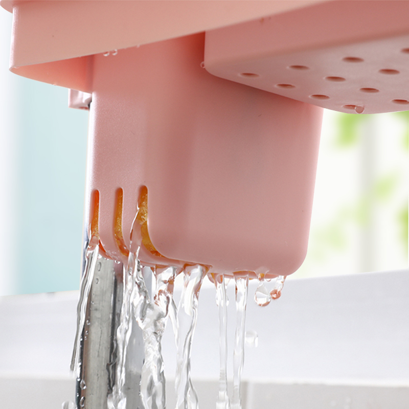 Kitchen gadgets kitchen faucet rack creative free punching sink sponge rag drain blue finishing rack