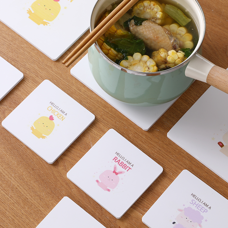 Cartoon Insulation Pads Table Mats Non-slip Anti-scalding Pots Creative Students Cute Mats Cup Coasters Bowl Mats Coaste
