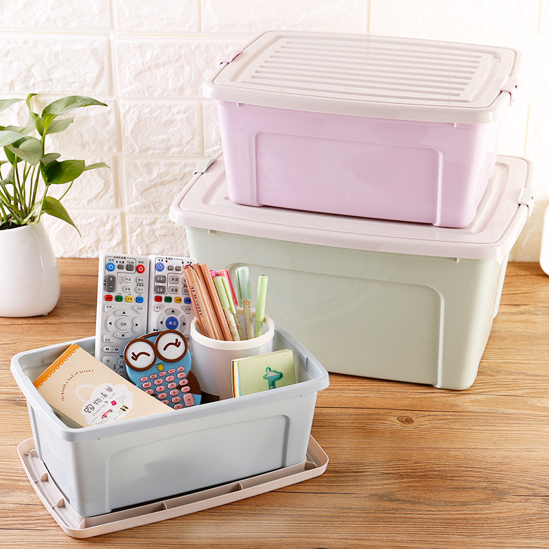 Plastic large size clothes storage box, household trumpet storage box, cover clip, turnover box, toy storage box.