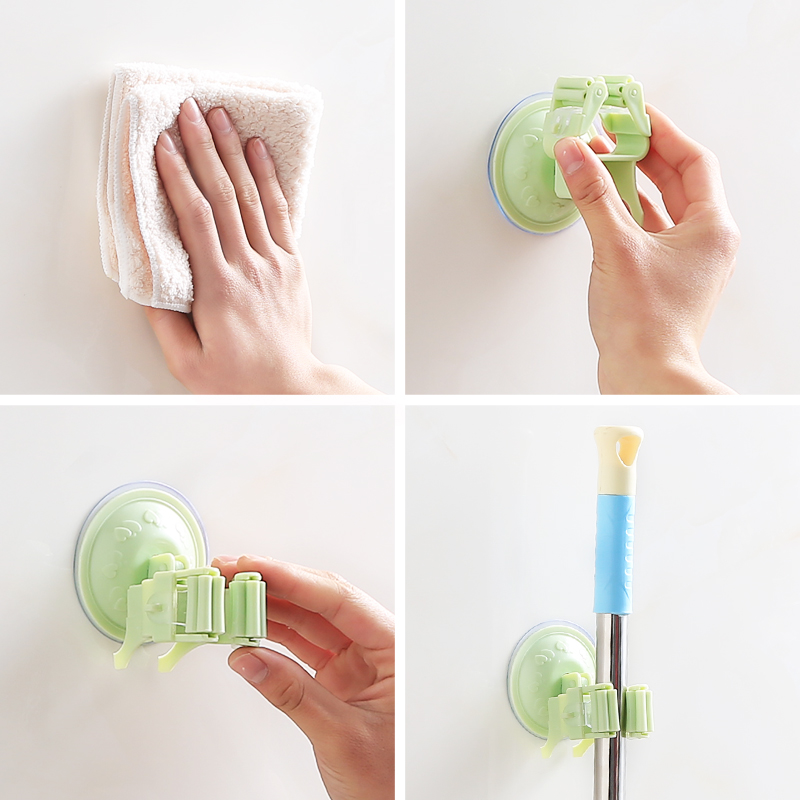 Door behind the wall hanging mop hanger broom hook Strong vacuum suction cup without trace nail-free mop holder card hol