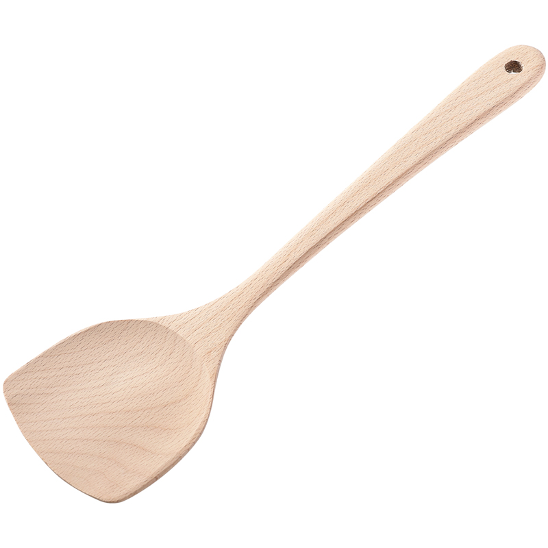 Kitchen long handle wooden spatula non-stick special household unpainted wooden kitchen high temperature resistant small