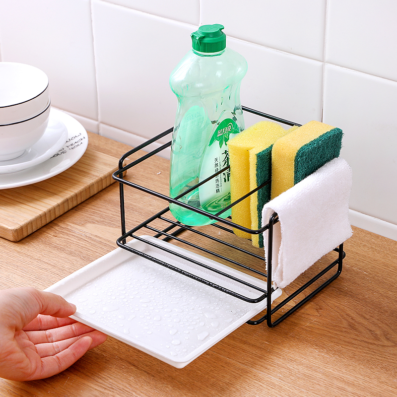 Sink drain rack household kitchen pool rack plastic storage rack sponge countertop brush bowl rag drain rack