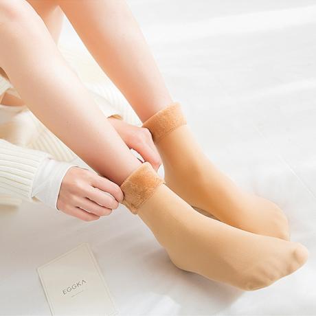 Winter plus velvet warm socks thickened cold months sleep socks in stockings solid color women's socks snow socks long t