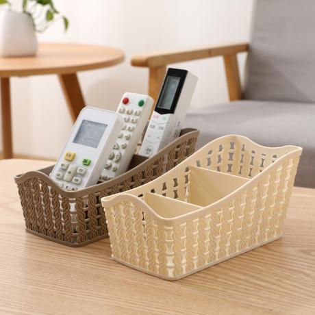 Creative imitation rattan storage box office desk multi-function storage box cosmetics remote control plastic finishing 