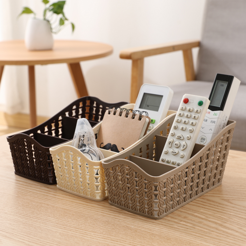 Creative imitation rattan storage box office desk multi-function storage box cosmetics remote control plastic finishing 