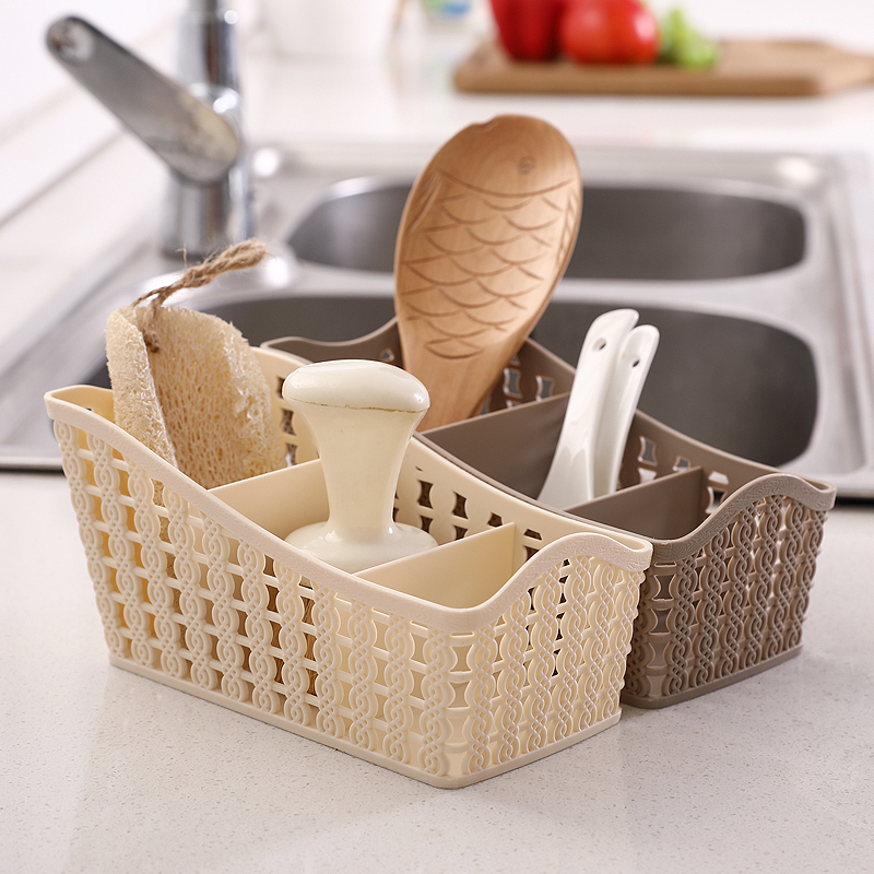 Creative imitation rattan storage box office desk multi-function storage box cosmetics remote control plastic finishing 