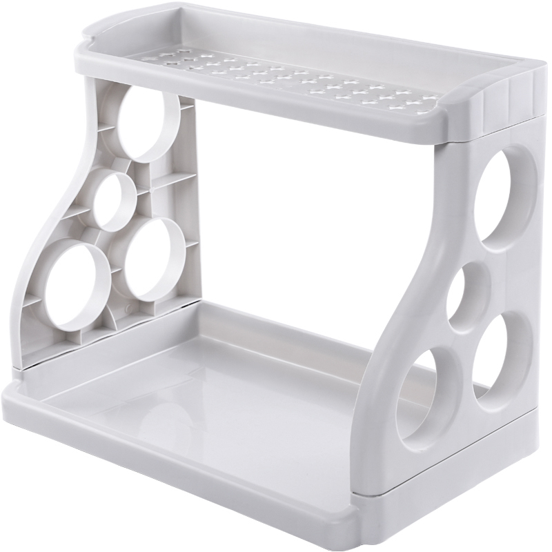 Kitchen rack double layer punch-free storage knife holder supplies seasoning taste floor-standing space kitchen rack