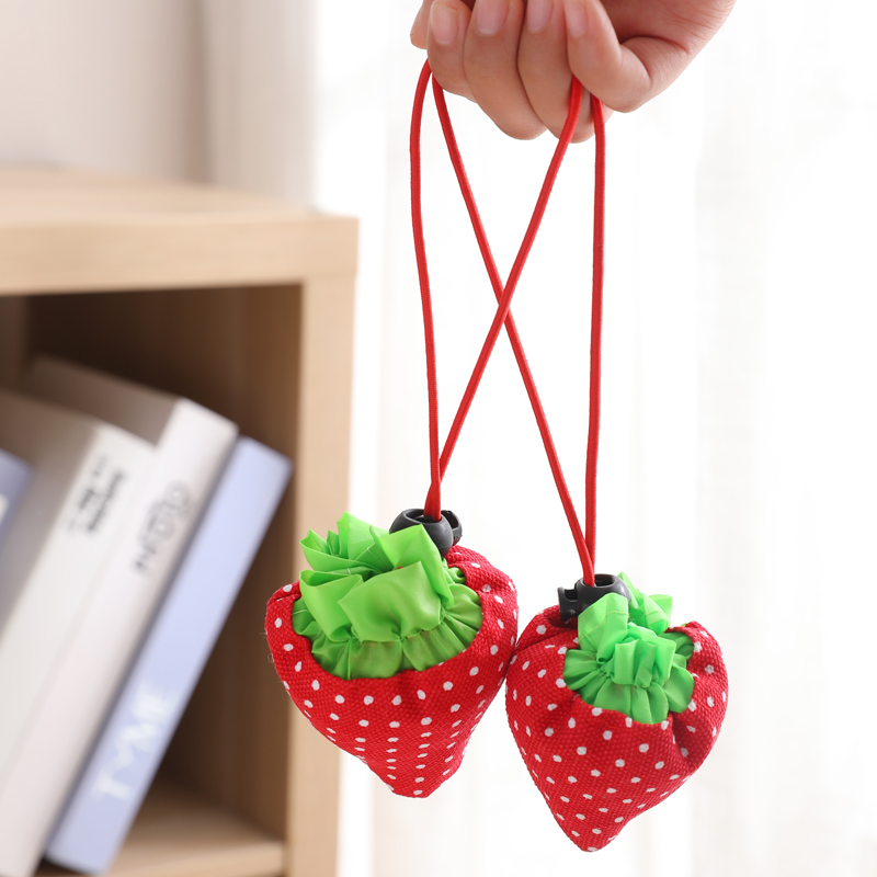 Creative cute strawberry bag handbag female portable supermarket shopping bag environmentally friendly folding beam pock