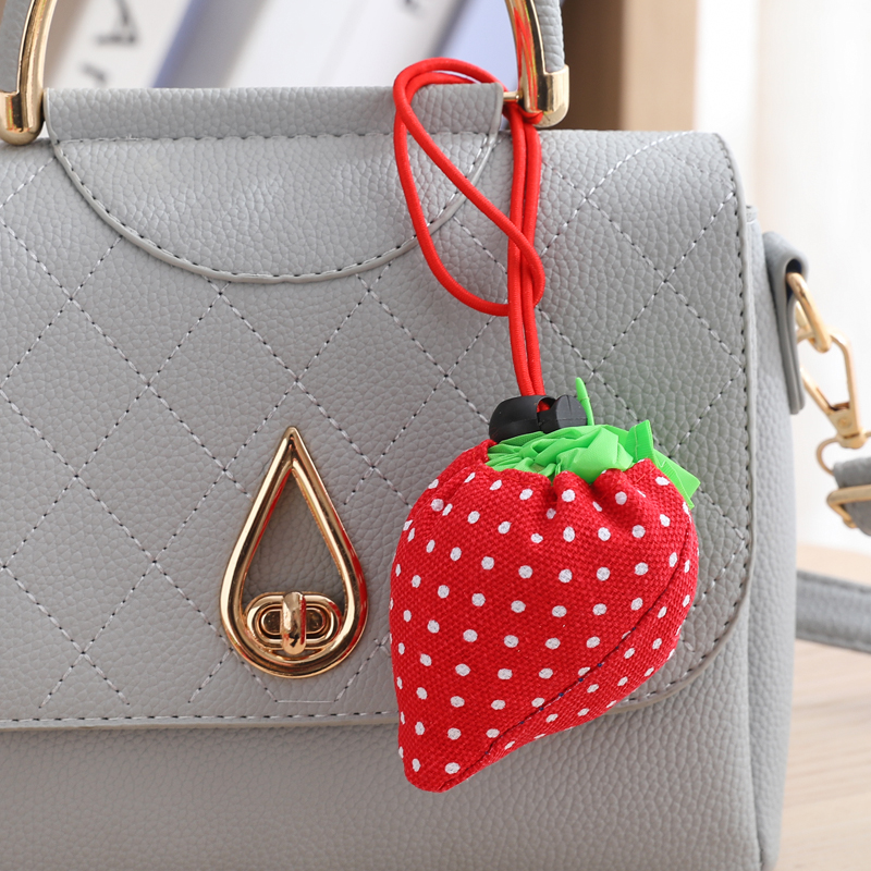 Creative cute strawberry bag handbag female portable supermarket shopping bag environmentally friendly folding beam pock