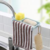 Kitchen gadgets kitchen faucet rack creative free punching sink sponge rag drain blue finishing r...