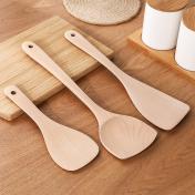 Kitchen long handle wooden spatula non-stick special household unpainted wooden kitchen high temp...